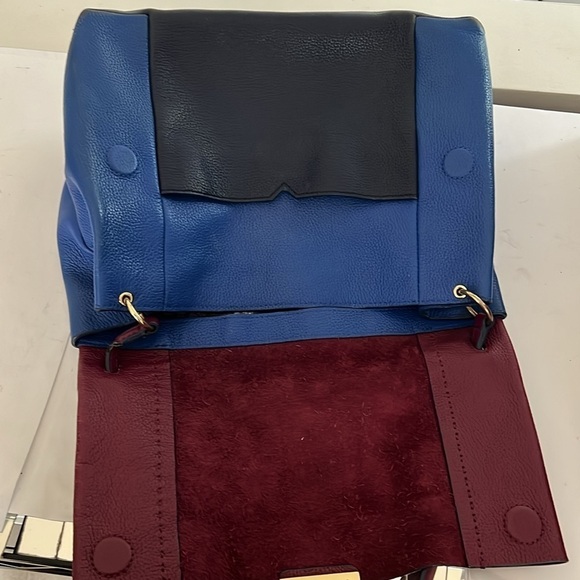 Ted Baker Blue Purple Color Block Leather Shoulder Bag - Picture 13 of 13